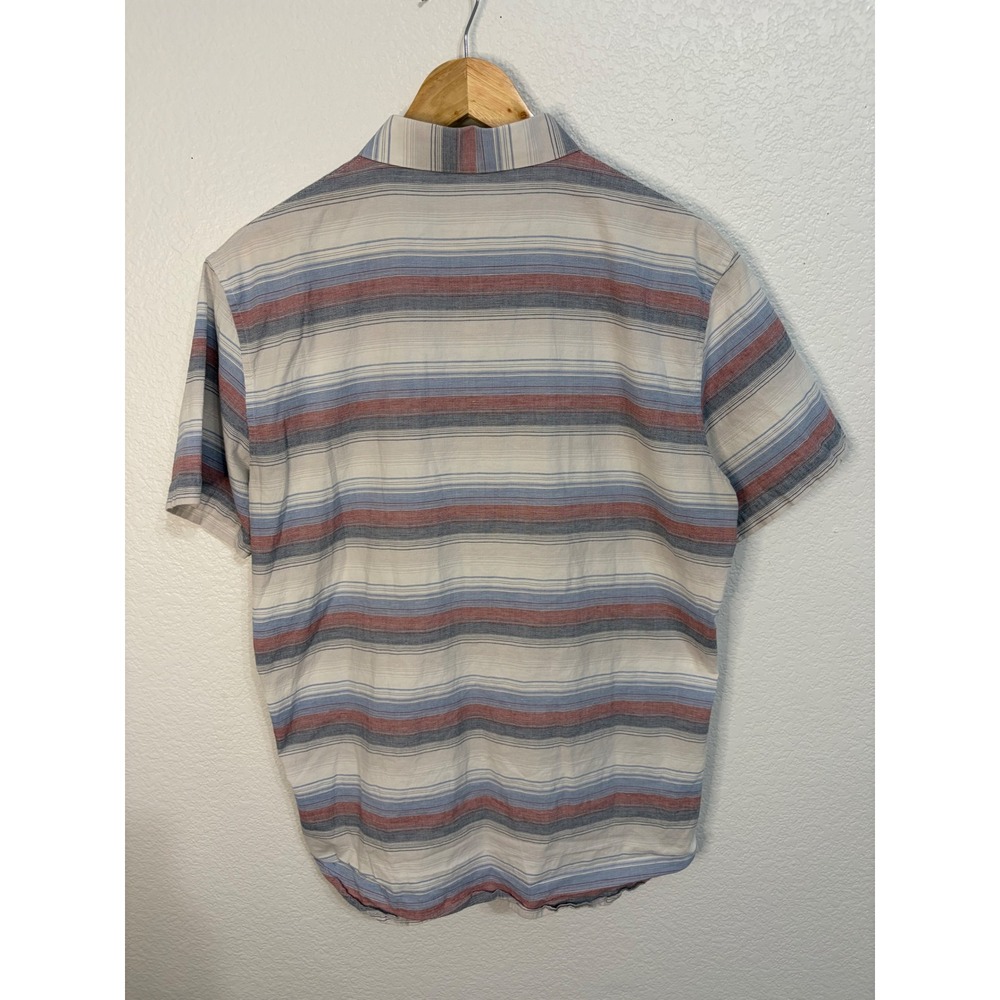 TravisMathew Mens Large Short Sleeve Button Down Striped Golf Shirt Blue Red - Picture 5 of 5